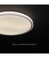 Plafonnier LED design 60W avec télécommande - CCT 3-en-1, dimmable, anneau noir, source lumineuse incluse