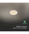 Plafonnier LED V-Tac 30W/60W/30W avec télécommande - CCT 3-en-1, dimmable, anneau gris, source incluse
