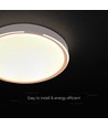 Plafonnier LED V-Tac 30W/60W/30W avec télécommande - CCT 3-en-1, dimmable, finition bois, design