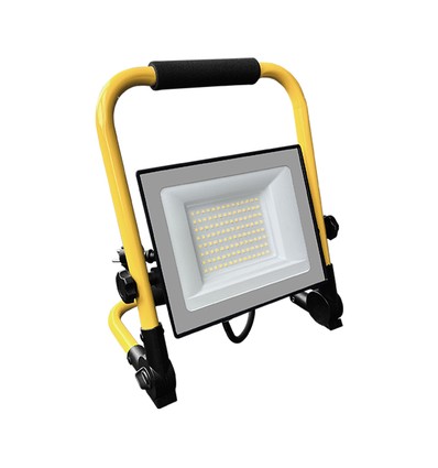 Projecteur LED 50W sur trépied - câble 3m, lampe de chantier, boîtier noir, IP65, puce CREE, 6 ans de garantie