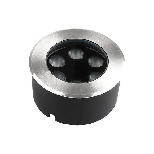 Spot LED encastrable de sol 6W - IP67, boîtier argent, 3000K, source incluse