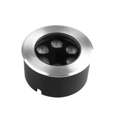 Spot LED encastrable de sol 6W - IP67, boîtier argent, 3000K, source incluse