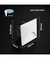 Spot encastrable LED 3W pour escalier, carré - IP65, blanc, 3000K