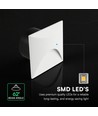 Spot encastrable LED 3W pour escalier, carré - IP65, blanc, 3000K