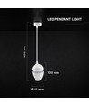 Suspension LED V-Tac 9W - 3000K, boîtier blanc