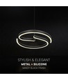 Suspension LED design 25W - Ø40cm, Noir Sablé, 4000K, plafonnier décoratif