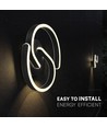 Applique murale LED design 22W - 30x11cm, 4000K, noir, source incluse