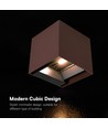 Applique V-Tac 9W Solara avec capteur, CCT - IP65, capteur PIR, couleur corten, solaire, 3 couleurs