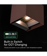 Applique V-Tac 9W Solara avec capteur, CCT - IP65, capteur PIR, couleur corten, solaire, 3 couleurs