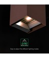 Applique V-Tac 9W Solara avec capteur, CCT - IP65, capteur PIR, couleur corten, solaire, 3 couleurs