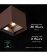 Applique V-Tac 9W Solara avec capteur, CCT - IP65, capteur PIR, couleur corten, solaire, 3 couleurs