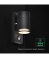 Applique murale GU10 avec détecteur PIR - IP44 extérieur, sans ampoule