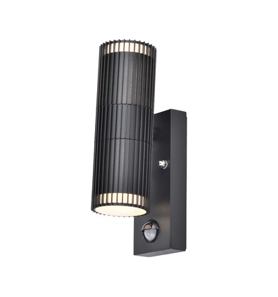 Applique murale V-Tac GU10 avec capteur PIR - Double faisceau, IP44 extérieur, noir, sans ampoule