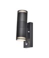 Applique murale V-Tac GU10 avec capteur PIR - Double faisceau, IP44 extérieur, noir, sans ampoule