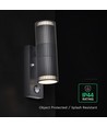 Applique murale V-Tac GU10 avec capteur PIR - Double faisceau, IP44 extérieur, noir, sans ampoule