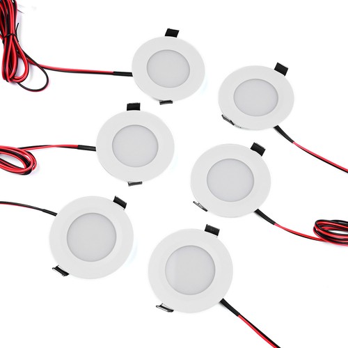 Lot de 6 spots 12V - 2,5W, rond, avec scie cloche et quick connector, pour bateau etc.