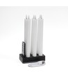 Pack de 6 bougies LED blanches avec base de charge - Ø2cm, H: 25cm, cierges, avec télécommande, minuterie
