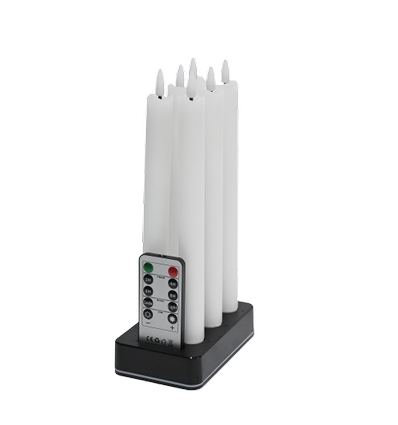 Pack de 6 bougies LED blanches avec base de charge - Ø2cm, H: 25cm, cierges, avec télécommande, minuterie