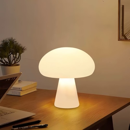 Lampe de table champignon LED rechargeable - Blanc, tactile dimmable, CCT, IP54