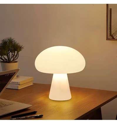 Lampe de table champignon LED rechargeable - Blanc, tactile dimmable, CCT, IP54