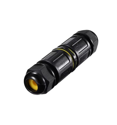 Boîte de dérivation ronde noire, 5 pôles - IP68 étanche, pour raccordement de câbles, Ø4-14mm