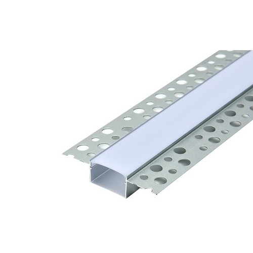 Profilé alu 1m à encastrer - Avec diffuseur blanc givré, anodisé