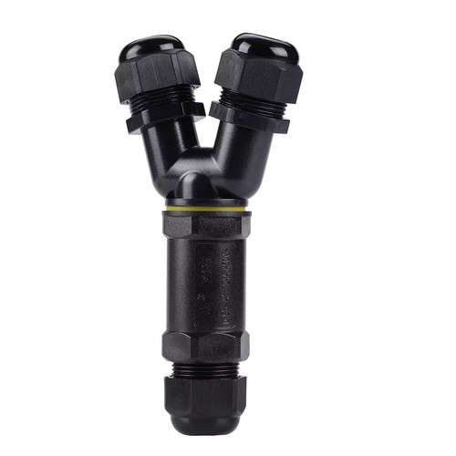 Boîte de dérivation en Y noire, 5 fils - IP68 étanche, pour raccordement, câble Ø8-12mm