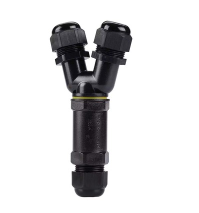 Boîte de dérivation en Y noire, 5 fils - IP68 étanche, pour raccordement, câble Ø8-12mm