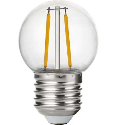 Ampoule LED E27 1,5W G45 - Filament, incassable, plastique clair, 2700K