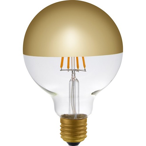 Ampoule LED E27 4W dimmable G95 - Calotte dorée, 350lm, 2500K, globe à filament