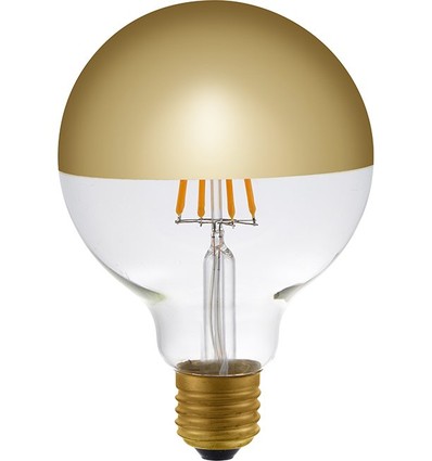 Ampoule LED E27 4W dimmable G95 - Calotte dorée, 350lm, 2500K, globe à filament