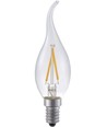 Ampoule LED flamme coupée E14 1,5W dimmable - C35, 140lm, 2500K, verre clair, filament