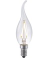 Ampoule LED flamme coupée E14 1,5W dimmable - C35, 140lm, 2500K, verre clair, filament