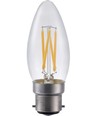 Ampoule LED flamme B22d 4W dimmable - C35, filament, verre clair, 2500K