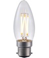 Ampoule LED flamme B22d 4W dimmable - C35, filament, verre clair, 2500K