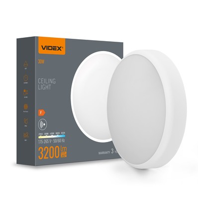 Plafonnier LED 30W avec détecteur - 5CCT, bord blanc, capteur de mouvement intégré