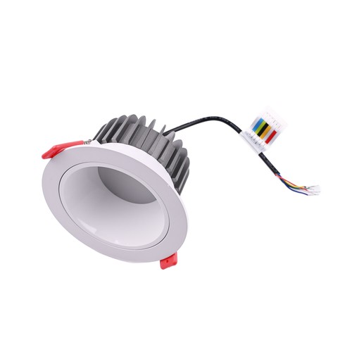Spot encastrable 13W Ø11,4cm RGB+CCT RA93 - 24V DC, Trou: Ø9,5 cm, Dim: Ø11,4 cm, Bord blanc