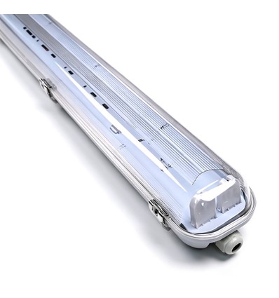 Réglette industrielle 150cm - Pour 2x tubes LED T8 150cm, IP65 étanche, câblage traversant