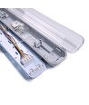 Réglette industrielle 60cm - Pour 2x tubes LED T8 60cm, IP65 étanche, câblage traversant