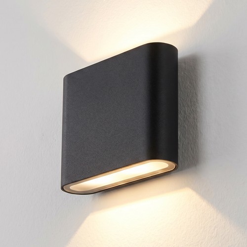 Applique 8W DuoLume - Carrée, IP65, noir, haut/bas, intérieur/extérieur, source incluse
