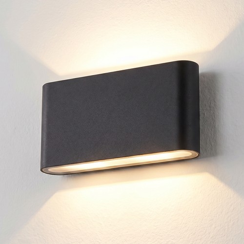 Applique 12W DuoLume - Rectangle, IP65, noir, haut/bas, intérieur/extérieur, source incluse