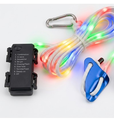 Corde blanche 3m avec lumière RGB - Avec mousqueton, charge max. 80kg