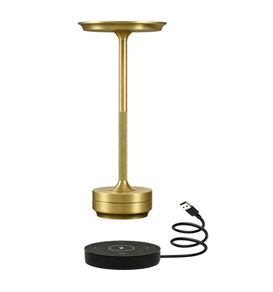 Lampe de table LED rechargeable avec charge sans fil - Or, tactile dimmable, CCT, IP54