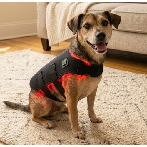 Gilet de luminothérapie pour chien et chat - infrarouge, avec batterie, 52x30 cm