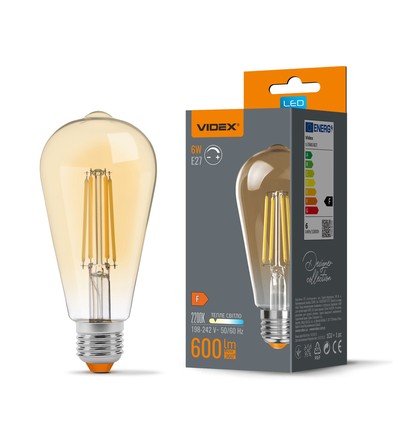 Ampoule LED filament E27 6W dimmable - ST64, blanc extra chaud, verre bronze
