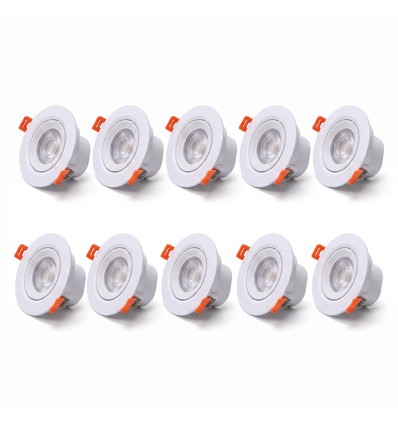 Pack de 10 spots LED encastrables 7W Ø8,8cm - Trou: Ø6,8 cm, CCT - 3 couleurs