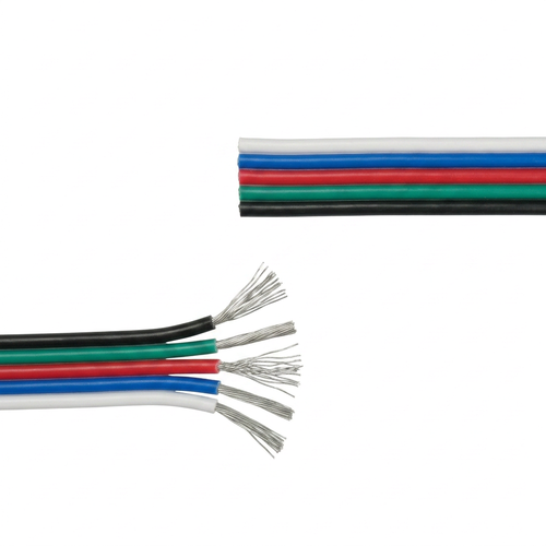 Câble RGBW 5m - 5x0,35mm², 12V-24V, pour ruban LED