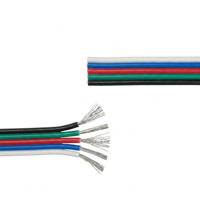 Câble RGBW 10m - 5x0,35mm², 12V-24V, pour ruban LED