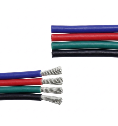 5m Câble RGB 1,2mm² - 4 fils (16AWG), 12V-24V pour ruban LED