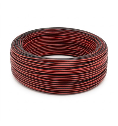 100m Câble 1,2mm² rouge/noir - 2 fils (16AWG), 12V-24V, pour ruban LED